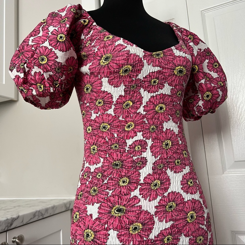 {Zara} Printed Balloon Sleeve Dress